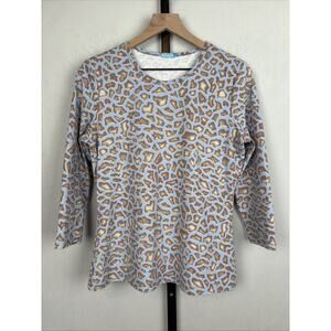 J. McLaughlin Signature Catalina Cloth Blouse Women's Medium Blue Geometric